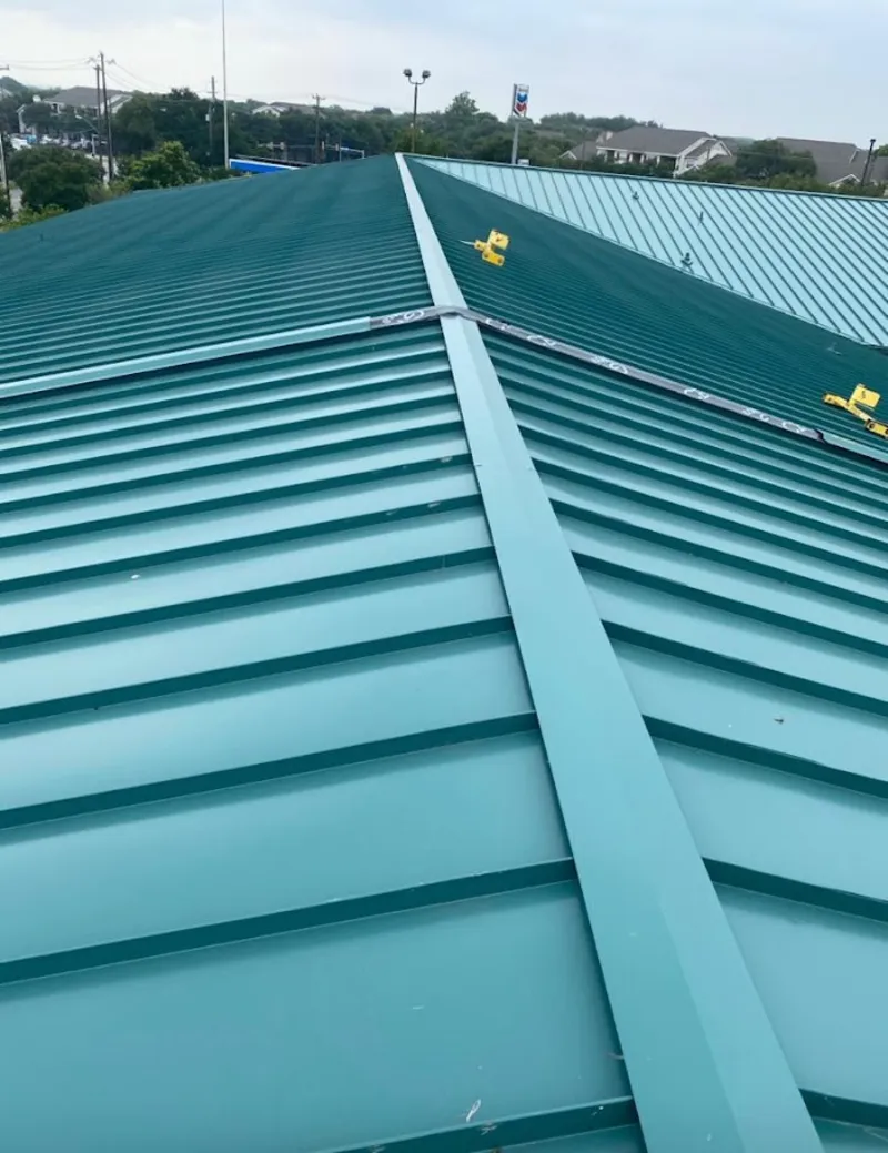 Green commercial metal roof ridge and valley for Metal Roof Repair in Country Club Hills